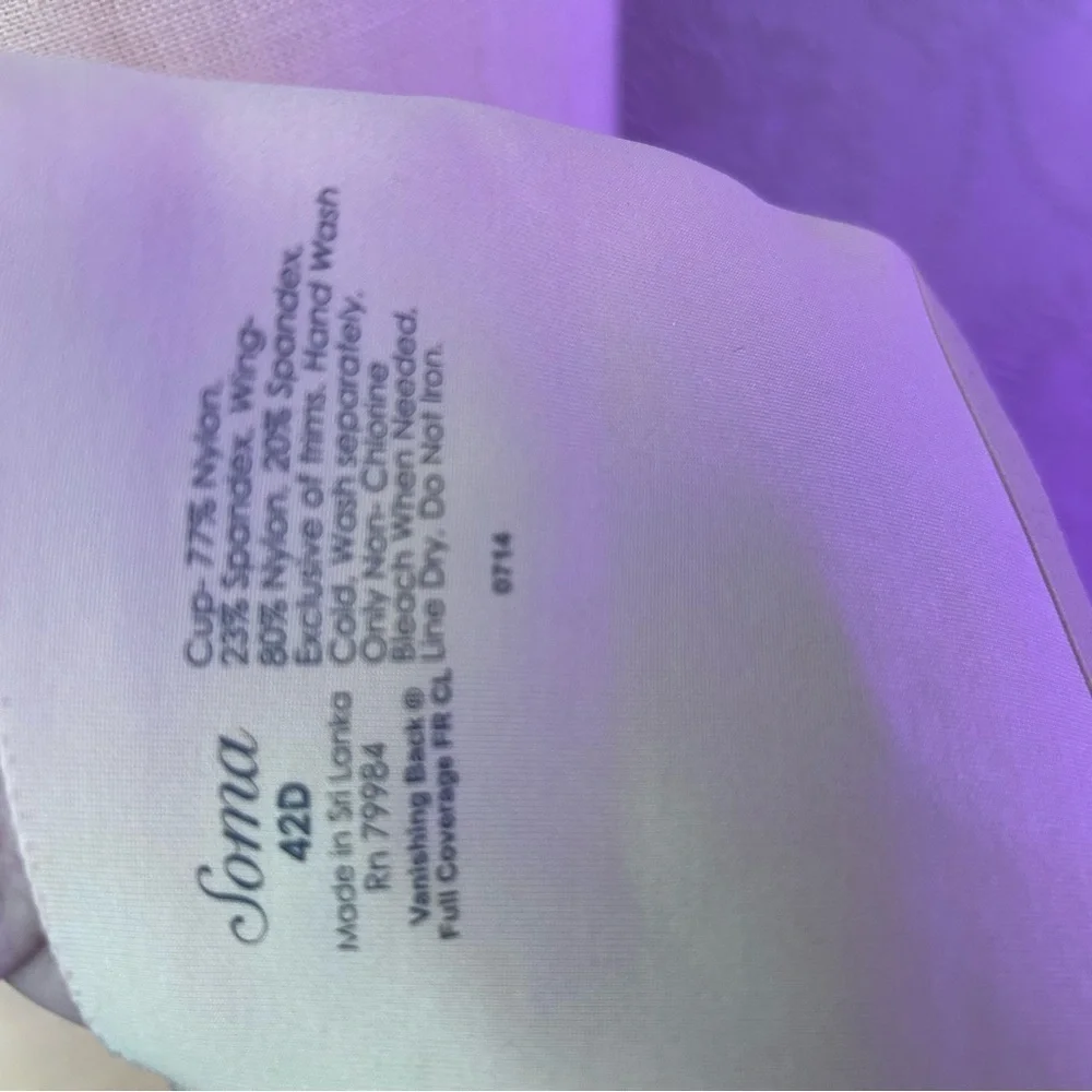 Elegant Cream Underwire Bra Soma 42D Vanishing Back Full Coverage lightly lined - Picture 4 of 6